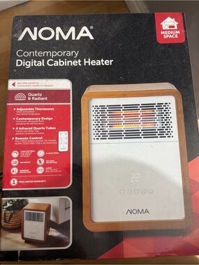 NOMA Contemporary Digital Cabinet Heater - White with Wood Trim